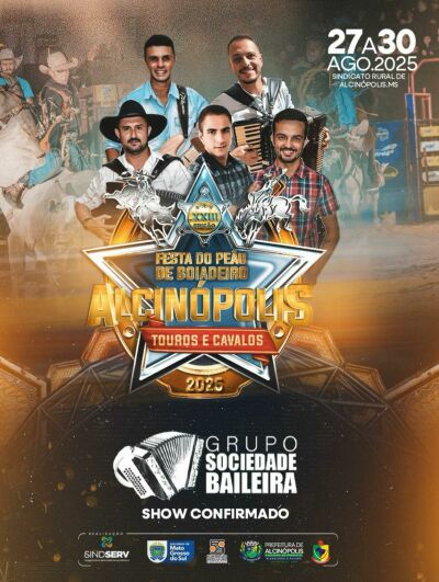 Imagem da notícia Separa a bota que o baile está confirmado: Festa do Peão de Alcinópolis terá bailão com Grupo Sociedade Baileira
